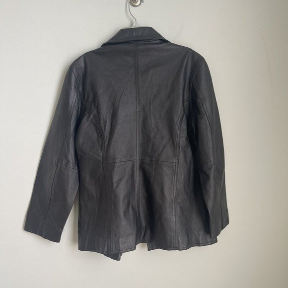 Vtg Jacqueline Ferrar Black Leather Jacket Y2K - Picture 3 of 7